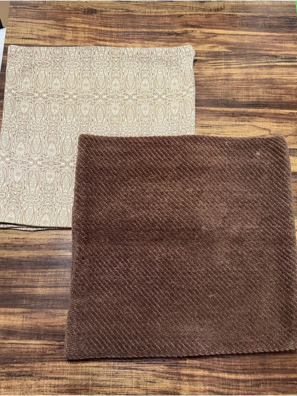 FIVE (5) Pottery Barn Brown and Cream Decorative Pillow Covers, no inserts.